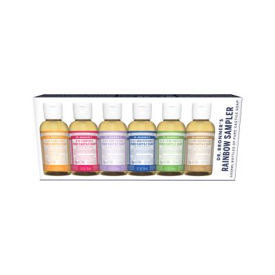 Dr. Bronner's Pure-Castile Soap Liquid (Hemp 18-in-1) Rainbow Sampler 59ml x 6 Pack